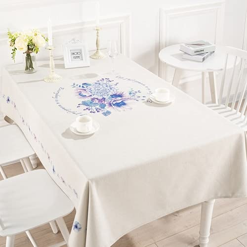Einfarbiges Design Pastorale Tischdecke Kunst Baumwolle und Leinen Frische Tischtuch Rechteckige Couchtisch Tischtuch Schreibtisch Restaurant, Bankett(Good Life,220x 140cm Thickened)