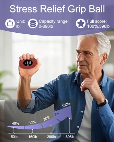 OQIMAX Digitaler Griffkraft Messgerät mit Ultraklares LED-Display, Griffkrafttrainer, Automatische Erfassung der elektronischen Griffkraft 396lb, Zählfunktion