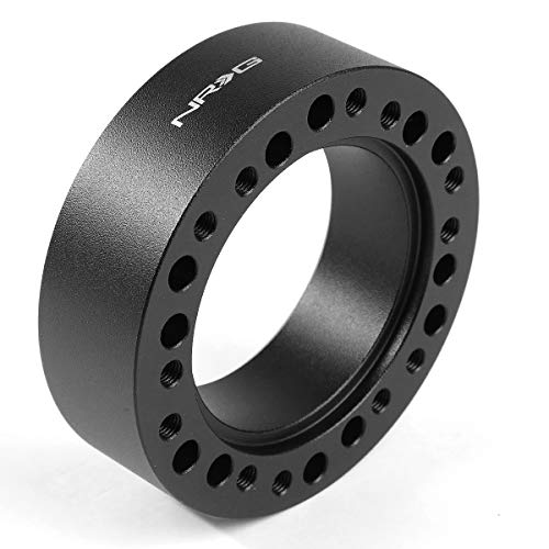 NRG Innovations Steering Wheel Universal 1" Spacer, 6061 Aluminum Hub Extension Spacer w/Horn Space, 6x70mm and 6x74mm Bolt Patterns, Black, NRG-SRK-510BK