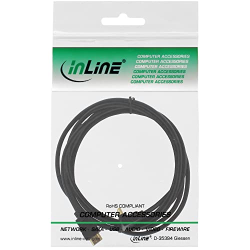 InLine 17003 V 20ft Right Angle HDMI Cable, High Speed Ethernet, Male to Male Gold-Plated Contacts 3 m Black - Image 2