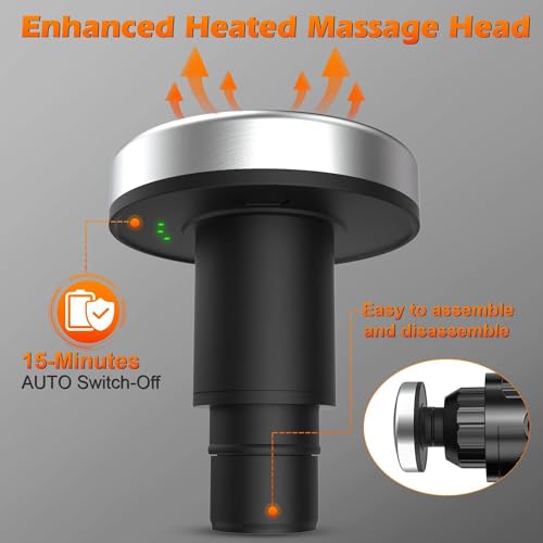 ALDOM Heated Massage Head, Thermal Massager Gun Heads with Heated Function, Deep Tissue Percussion Muscle Gun Attachments. - Image 3