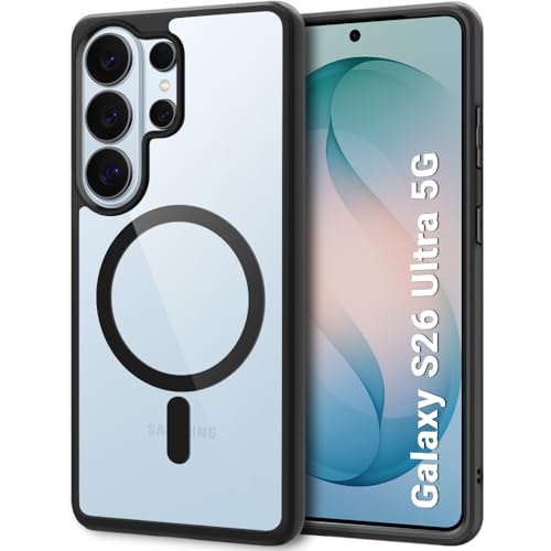 Image of TheGiftKart for Samsung S26 Ultra Case, Hard Clear Back Cover Compatible with MagSafe, Non-Yellowing Back, Hybrid Protective Transparent Galaxy S26 Ultra Back Cover (PC & TPU, Black Sides)