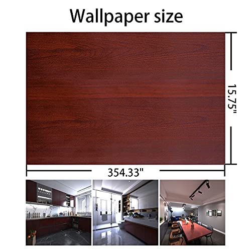 Bayya Cherry Wood Contact Paper Red Brown Waterproof Furniture Sticker Peel And Stick Wallpaper Kitchen Cabinet Door Table Countertops Floor Shelf Drawer Liner Self-Adhesive Decorative Paper #TOP5