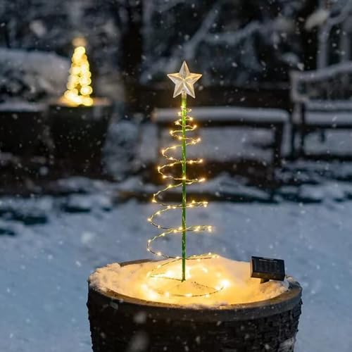 Luces de árbol de Navidad solares impermeables para iluminar un patio oscuro 5