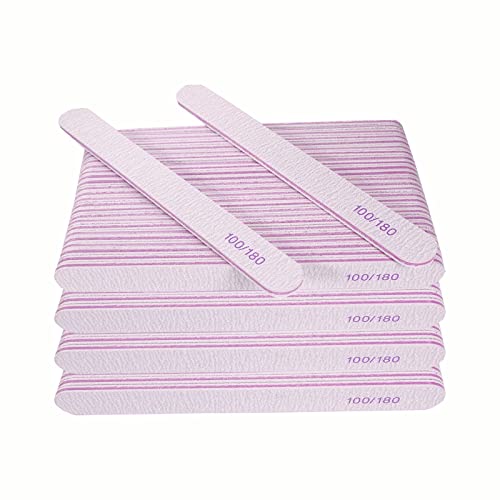 AhaTopia Limas de uñas (paquete de 100) para uñas acrílicas y uñas naturales, grano 100/180 D