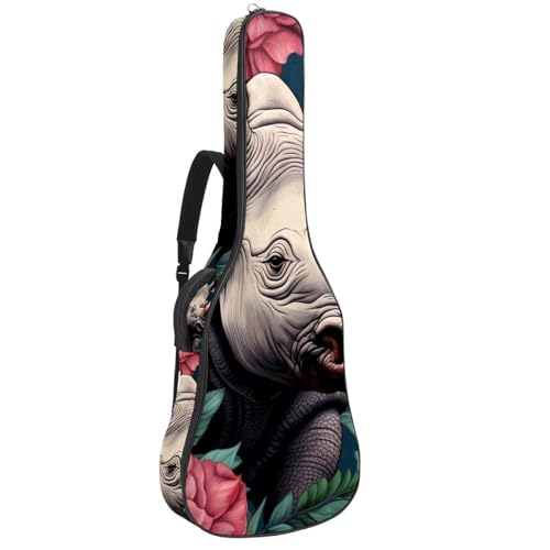 Housse pour guitare acoustique, électrique et basse Art Flowers Rhino avec bandoulière