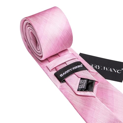 Image of Barry.Wang Tie Sets for Men Silk Stripe Necktie Woven Checkered Handkerchief Cufflinks Formal Business Wedding