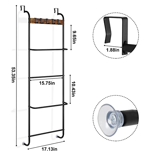 NOVIMANGO Over The Door Towel Rack Door Rack Hanger Organizer Bathroom Door Rack for Towels Over The Door Hooks with Shelves Behind Door Towel Holder for Livingroom, Back of Door 4 Tier Towel Bar by NOVIMANGO - Image 2