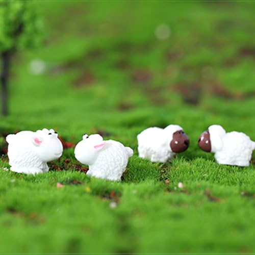 BLMHTWO 30 Stück Miniatur Schafe,Kleine Schafe Deko Mini Harzig Mooslandschaft Realistisch Schafe Deko für Topfpflanzen, Gärten, Puppenhäuser