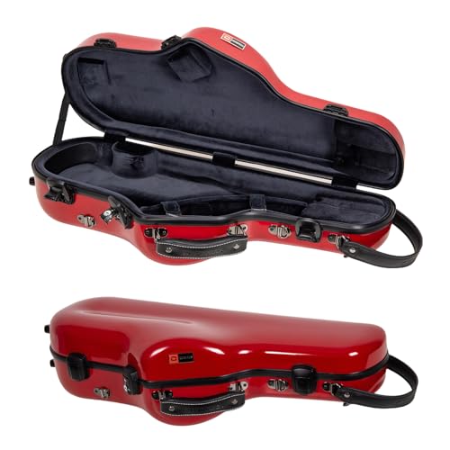 Étui saxophone alto Crossrock rouge en fibre de verre rigide avec serrure TSA