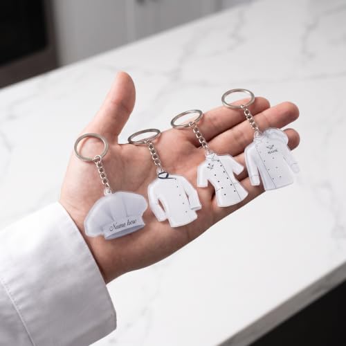 Zerodeko 4 Pièces Porte-clés Cuisine Créatif Chef en Acrylique 6cm Blanc – vue 7