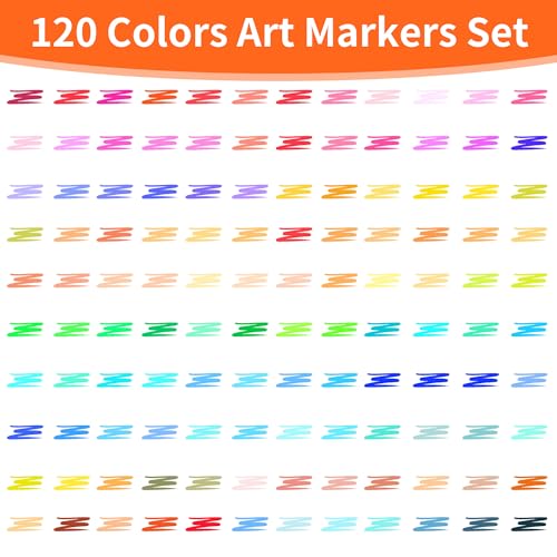 DUBUOZA Dual Brush Pen Set,120 Farben Filzstifte Set,Filzstifte Dicke und Dünne,kinder und Erwachsene,Marker Stifte,Sehr Geeignet für Malen, Handschrift, Graffiti und Handgefertigt