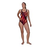 Speedo Sportbekleidung Speedo Colourwild Allover Powerback Badeanzug für Damen XXXL schwarz/elektrisch rosa/Mango
