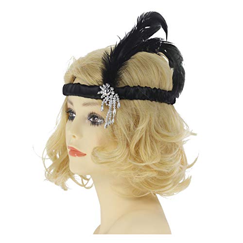 Women's Roaring 20S V-Neck Gatsby Flapper Dresses With Accessories Set (Large, Style 4 Black&Red) #TOP3