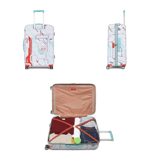 Image of uppercase Cyber Punk (Large) 76Cms Check-In Inline Trolley Bag For Travel|Polycarbonate Hardshellsided Printed Luggage|Combination Lock|8 Wheel Trolley Bag|Suitcase For Unisex|(White),H-75.5 cms