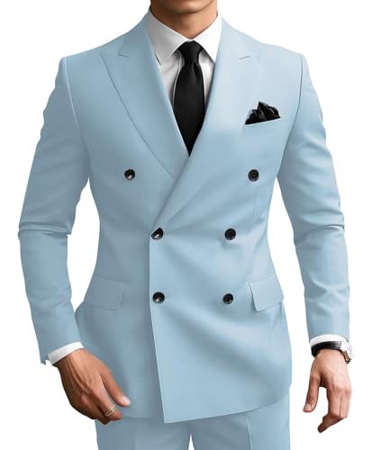 2 Piece Double Breasted Suit Men Slim Fit Mens Wedding Suits Blazer Pants Sets for Men for Wedding Prom