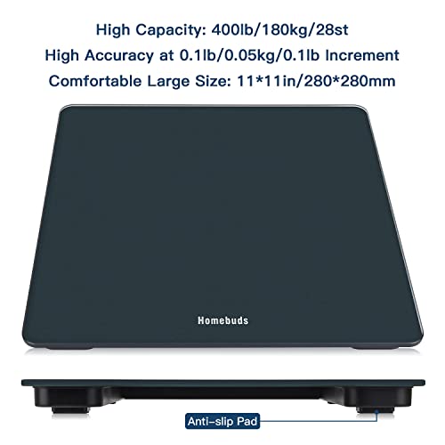Homebuds Digital Body Weight Bathroom Scale, Focusing On High Precision Technology for Weighing Since 2001, Crystal Clear LED and Step-On, Batteries Included, 400lb/180kg, Blue - Thumbnail 5