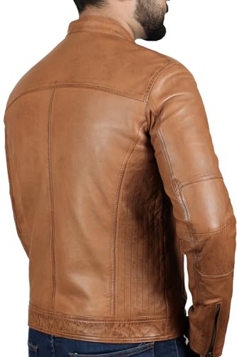 Image of Brown Leather Jacket Men| Waxed Vintage Biker Jacket | Genuine Lambskin Motorcycle Clothing