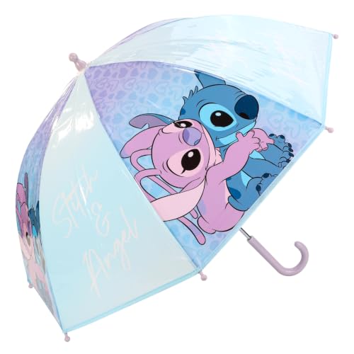 Image of Disney Stitch Kids Dome Umbrella – Official Licensed Children's Character Toddler Umbrella, Strong, Lightweight & Windproof School Rain Umbrella for Girls & Boys, Child-Friendly Safety Opening