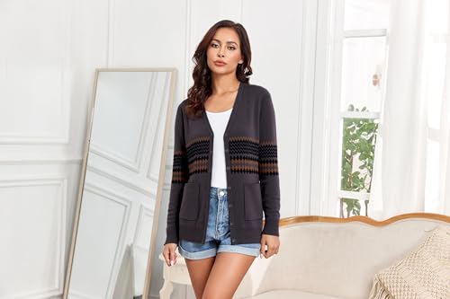 Image of Women's Lightweight Button Down Cardigan Sweaters Long Sleeve Classic V Neck Knit Soft Shrugs with Pocket