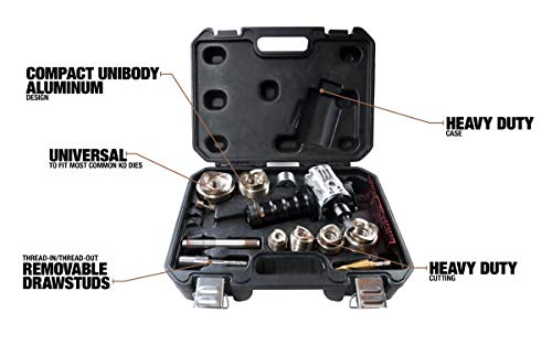 Southwire MP-XD Max Punch, Knockout Tool Used With Cordless Drill, Virtually Universal, Heavy Duty Cutting, Quick Accurate Knockouts, Thread-In/Thread-Out Removable Drawstuds, Torque Rated , Black - MPXD-SD