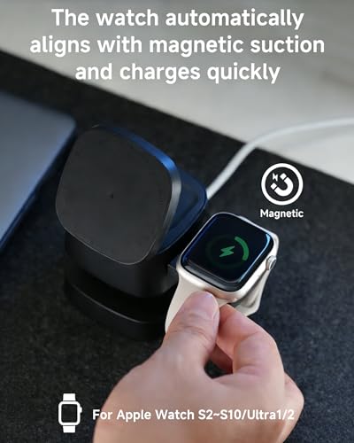 Screenovate 4-in-1 Wireless Charging Station, 15W Fast Charging with Adjustable Night Light, Multi Device Charging Station, Compatible with iPhone 15/14/13/12 Series, Apple Watch, AirPods – Black — view 5