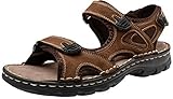 JOUSEN Men's Sandals Leather Open Toe Beach Sandal Dark Brown Outdoor Summer Sport Sandals (AMY662 Dark Brown 9)