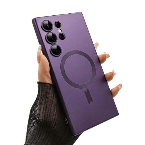 ankofave Magnetic case for Samsung Galaxy S24 Ultra Phone Case for Women/Men, Matte Luxury Soft Metallic Luster Design with Camera Lens Protector, Shockproof Anti-Scratch Phone Case 6.8" -Purple by ankofave - Used condition - US$6.49