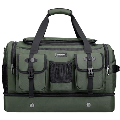 WITZMAN Duffle Bag for Men 55L Nylon Travel Weekender with Shoe Compartment