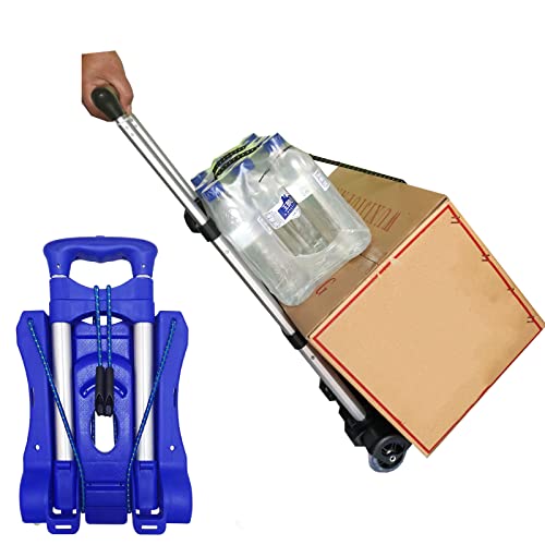 Carretilla plegable de aluminio con ruedas de goma azul miniatura 5