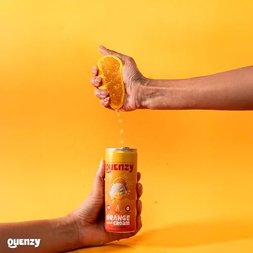 Image of Quenzy Prebiotic Soda - Orange Cream | 5g Prebiotic Fibre for Gut Health | Low Calorie Soda (<15 kcal) | No Added Sugar | Zero Preservatives | Healthy Sparkling Drink | Pack of 6 x 250ml