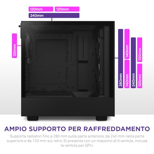 H5 Flow RGB Compact ATX Mid-Tower PC Gaming Case - CC-H51FB-R1 - Pannello frontale perforato ad alto flusso d'aria - Pannello laterale in vetro temperato - 2 ventole F140 RGB Core - Nero - Mouse gaming - Immagine 5