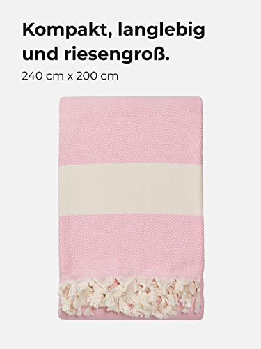 Sowel® XXXL Fouta Hammam Towel Beach Towel 100% Cotton 200 x 240 cm Pink - Image 4