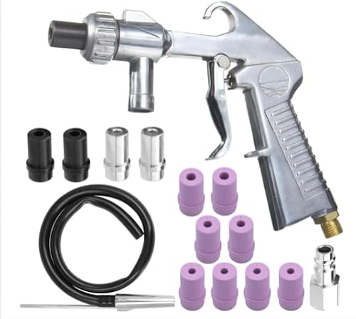 Vunanvu Sandstrahlpistole Set druckluft Sandstrahlen Pistole Kit Sandstrahler Langer Sandstrahldüse und Metalldüsen von 5MM/6MM Kaliber Sand Blaster Gun kit für Sandstrahlen Sandstrahlgeräte