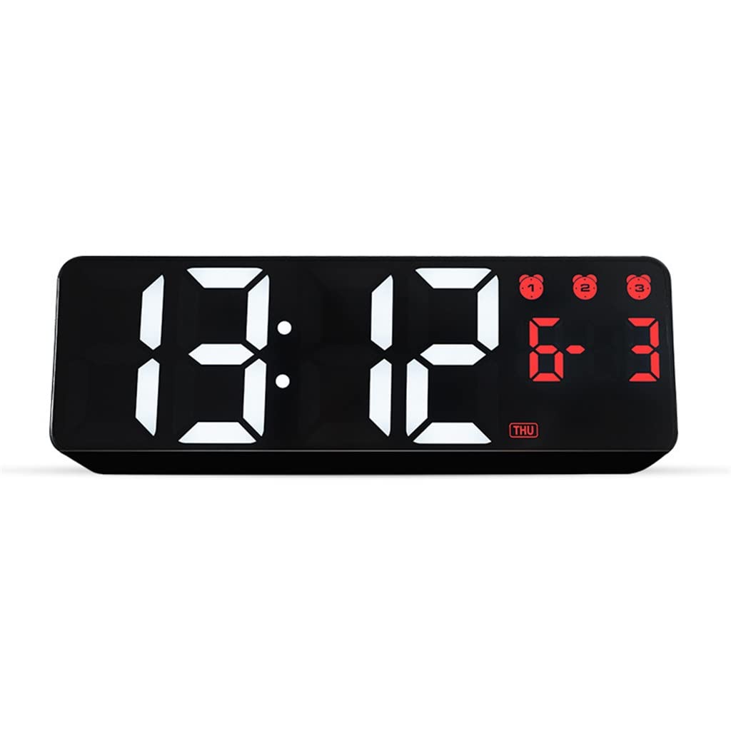 HRWLY Digital Alarm Clock Voice Control Date 3 Alarms Electronic Table Night Mode Touch Snooze Wall LED Clocks(D)