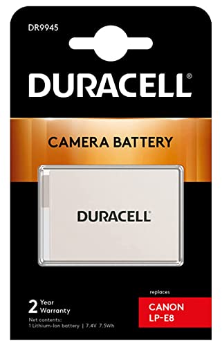 Duracell DR9945 Premium Analog Canon LP-E8 Battery for EOS 550D 600D 700D 7.4V 1020mAh , white