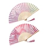 2 Abanicos Plegables, Abanicos de Mano para Verano y Boda, Decoración Asiática para Cumpleaños, Fiesta, Fotografía y Decoración de Pared, Refresco de Verano