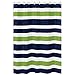 Sweet Jojo Designs Navy Blue, Lime Green and White Kids Bathroom Fabric Bath Stripes Shower Curtain