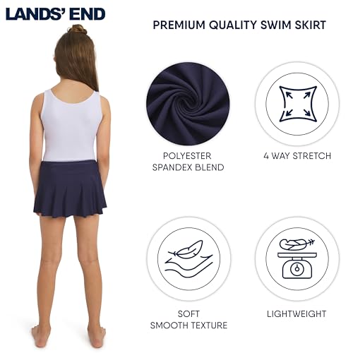 Image of Lands' End Girls' Swim UPF 50+ Stretch Waist Attached Bikini Bottom Swim Skirt