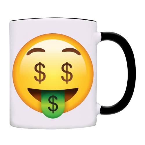 Money Tounge Text Image Funny Looking Face We send each other Coffee Mug-0160-Black