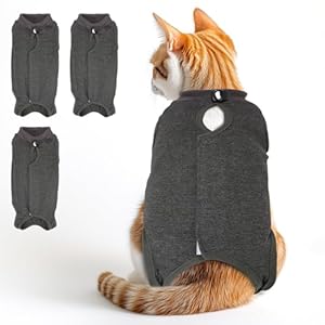3 PCS Cat Recovery Suit for Spay Abdominal Wounds Female, Cat Onesie for Cats After Surgery, Cat Surgery Recovery Suit Kitten Onesie for Cats Anti Licking