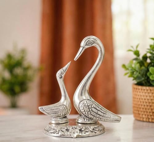 Image of KridayKraft Love Birds Swanset Pair of Kissing Duck Metal Statue,Love for Romantic Gift to Boy Friend,Girlfriend,Animal Lover Friends, Decor Your Home,Office,Showcase,Animal Showpiece Figurines.