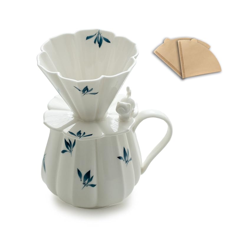 Pour Over Coffee Maker Set 60° Angled V-Shaped Pour Over Coffee Dripper and 100pcs Coffee Filter