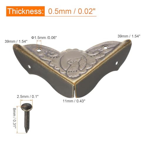 Image of uxcell Metal Desk Corner Protectors Table Edge Cover Guard 39x39x11mm Bronze Tone 20pcs