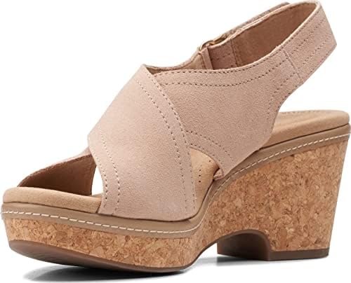 Clarks Women's Giselle Cove Wedge Sandal, Sand Leather, 7.5 | Image 2