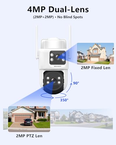 Image of WEILAILIFE 【All-in-One Security System】 Security Cameras Wireless Outdoor, Solar-Powered PTZ Security Camera System, WiFi Home Video Surveillance Systems DVR Kits