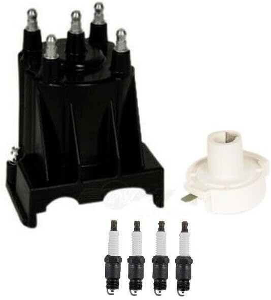 Replacement Distributor Rotor Cap and Spark Plugs Kit for Buick GMC Pontiac Chevy L4 Mechanics Choice for Chevrolet