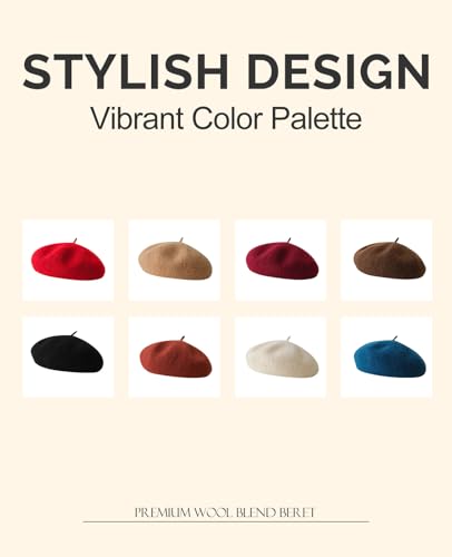 French Beret Hats for Women - Soft Warm Wool Beanie Winter Cap — view 6