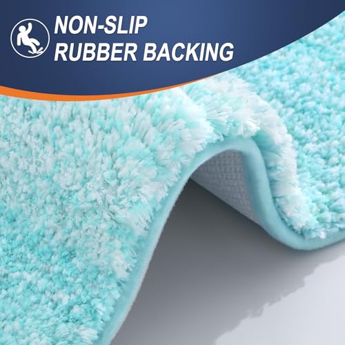 Image of OLANLY Bathroom Runner Rugs Mat 47x24, Extra Soft Absorbent Microfiber Bath Rugs, Rubber Backing, Quick Dry, Washable Long Bath Mats for Bathroom Floor, Tub and Shower, Home Decor Accessories, Teal