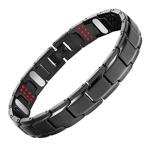 JFUME Pulsera magnética para hombres - Regalo para hombres - Pulsera negra con herramienta de eliminación de enlaces - Regalo del Día del Padre - 21,5 cm ajustable